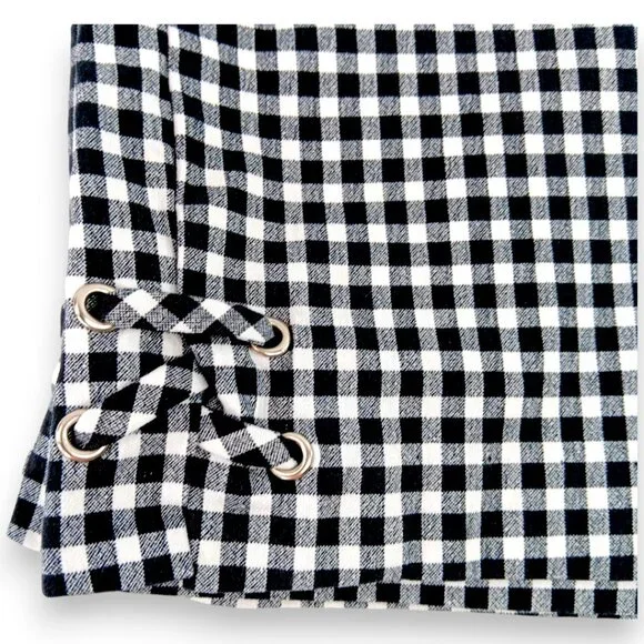 Ingredients- Women's-Gingham Checkered Black-White Shorts-Flat Panel-Summer - Picture 5 of 12